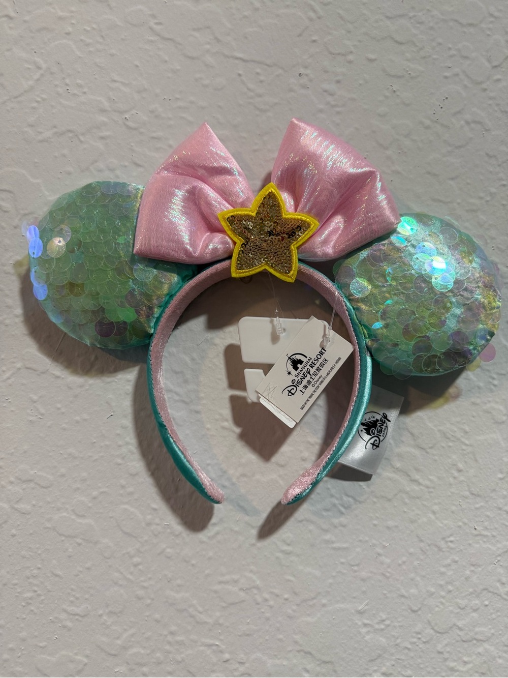 Disney Mermaid Sequin Mouse Ears Headband - Pink & Aqua